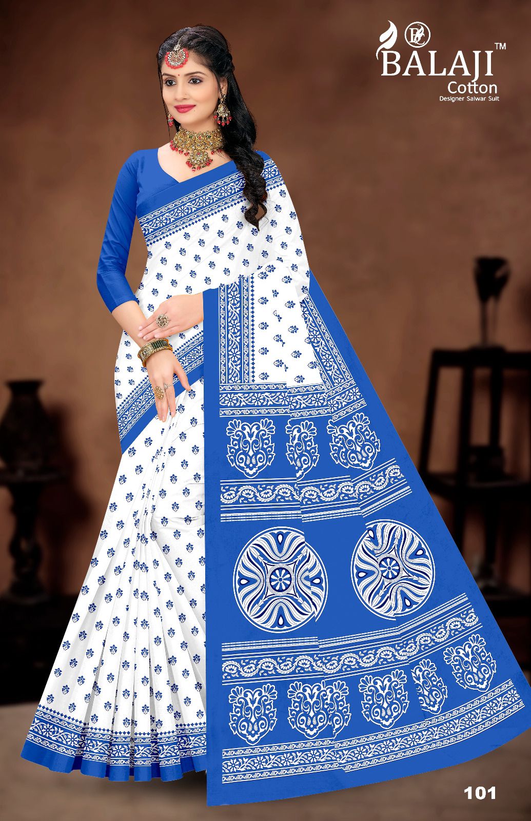 White Butti By Balaji Daily Wear Printed Cotton Sarees Suppliers In India