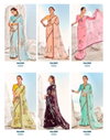 Shambhavi 41001-41012 By Sanskar Digital Floral Print Fancy Chiffon Sarees Suppliers In India