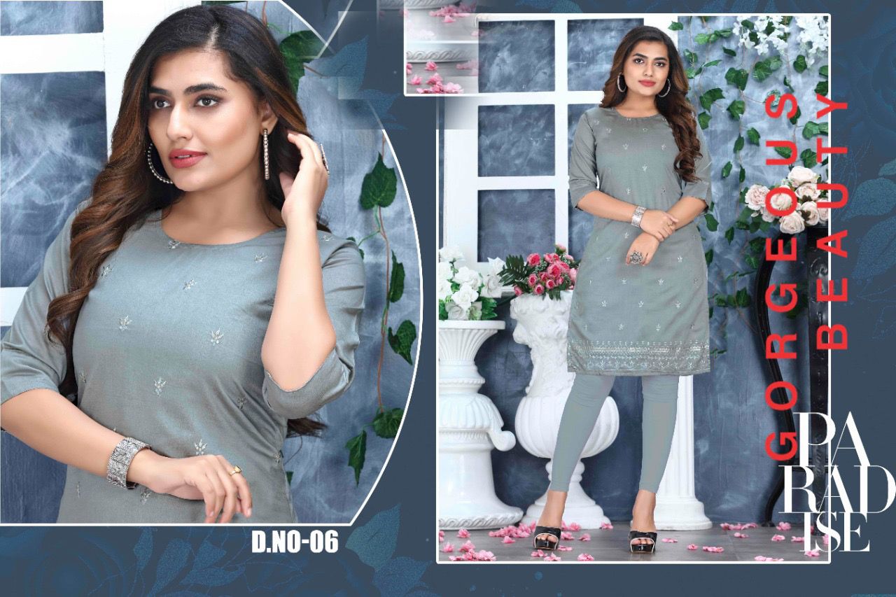 Beauty Queen Flora 2 Fancy Regular Wear Chanderi Cotton Designer Kurti Collection
