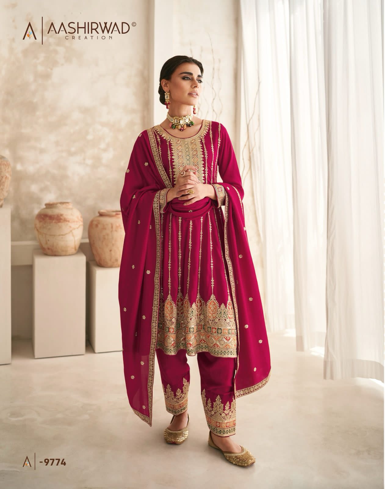 Romani By Aashirwad Heavy Embroidery Wedding Salwar Suits Catalog