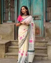 Scmg Glam Linen Floral Printed Linen Cotton Fancy Sarees Wholesale In India
