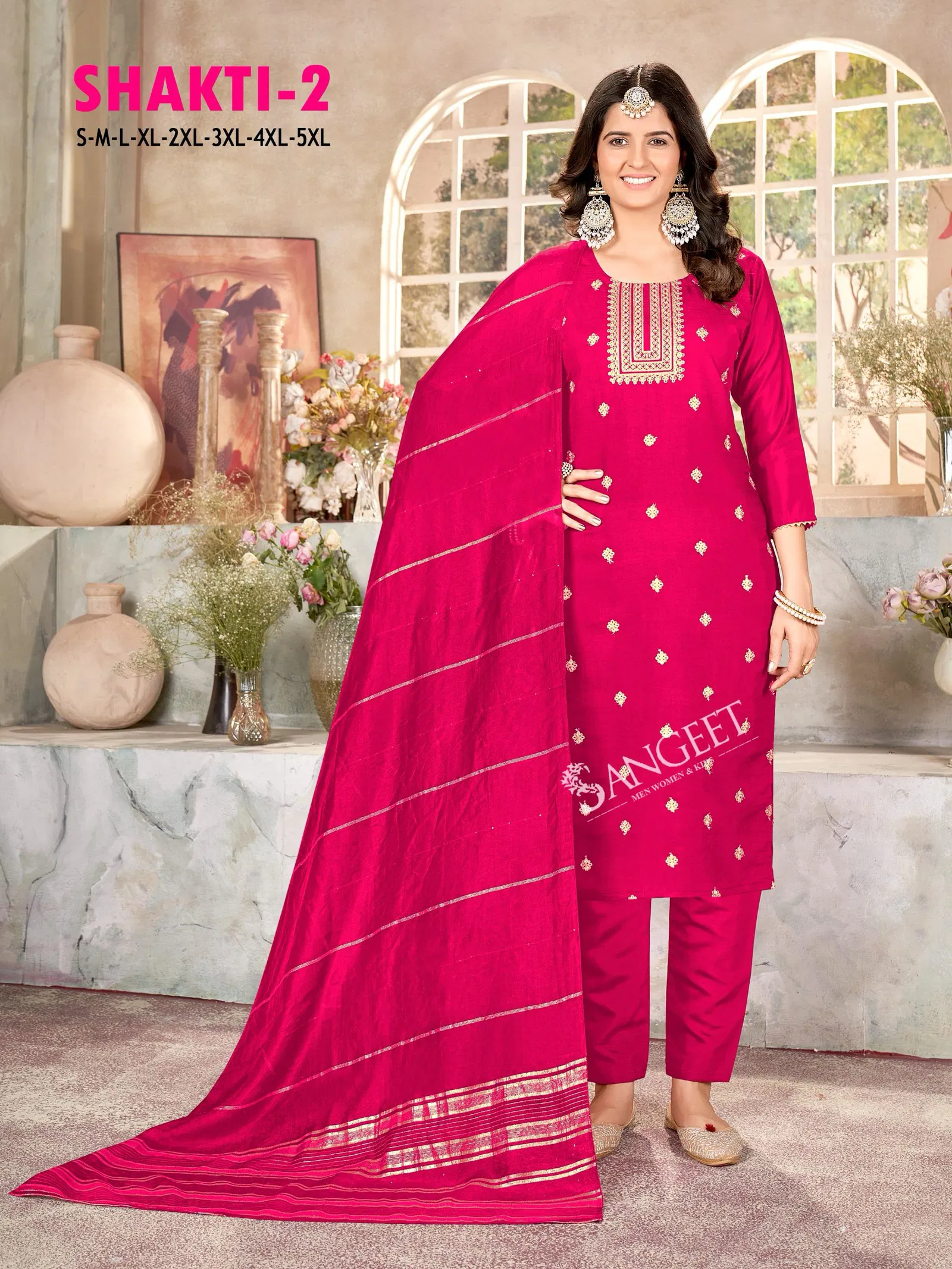 Shakti 2 By Sangeet Roman Silk Kurti With Bottom Dupatta Exporters In India