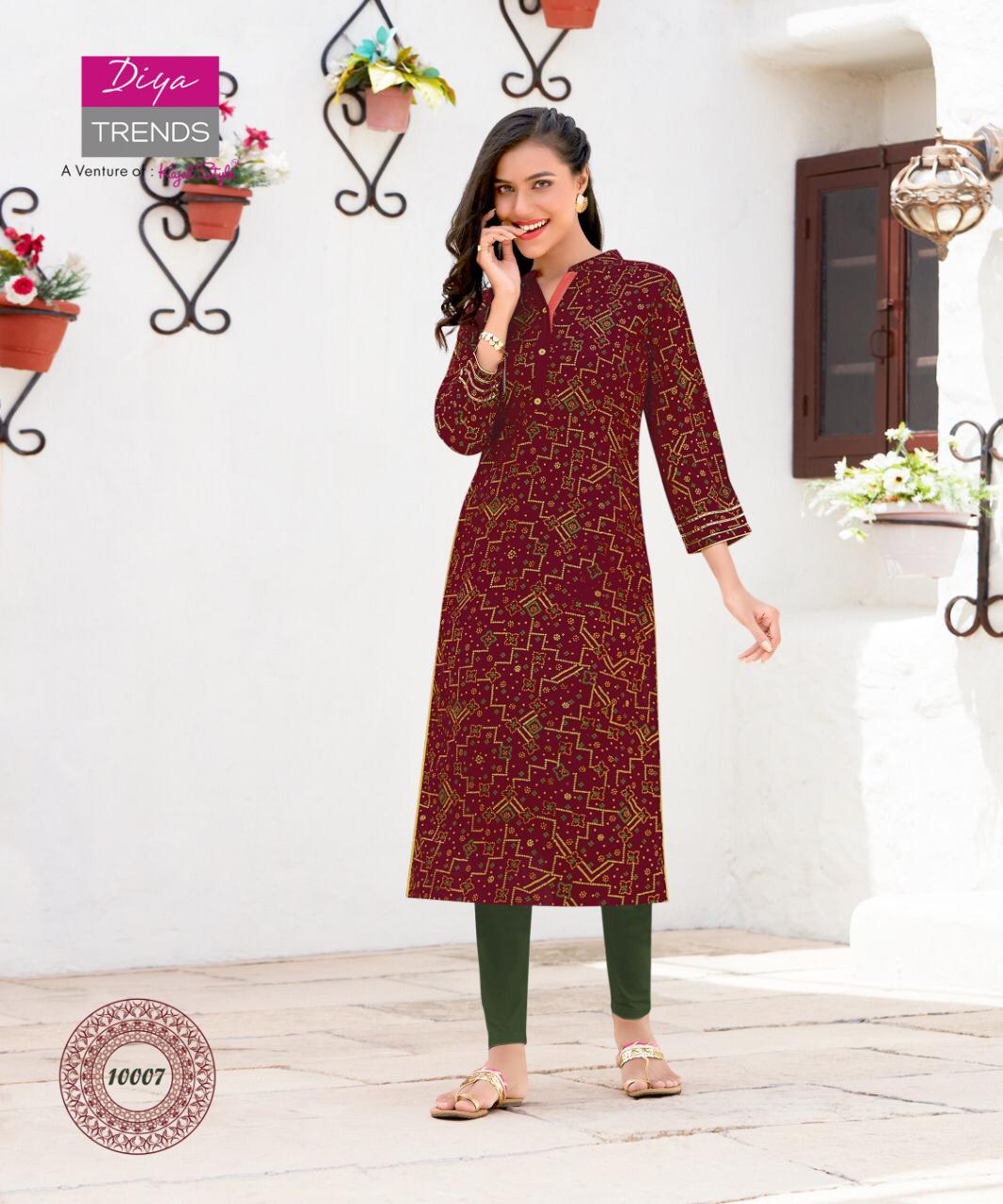 Garden City 10 Ethnic Wear Designer Printed Rayon Kurtis Collection
