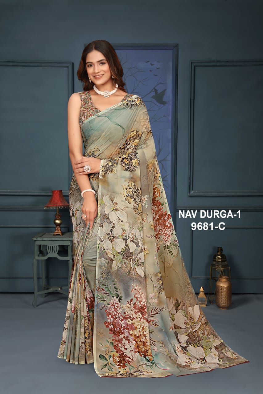 Nav Durga 1 By NP Weightless Printed Saree Suppliers In India
