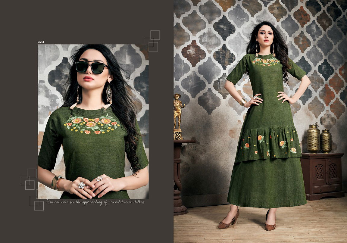 Latest Designer Heavy Cotton Party Wear Selfie Kurti Collection With Embroidery Work 