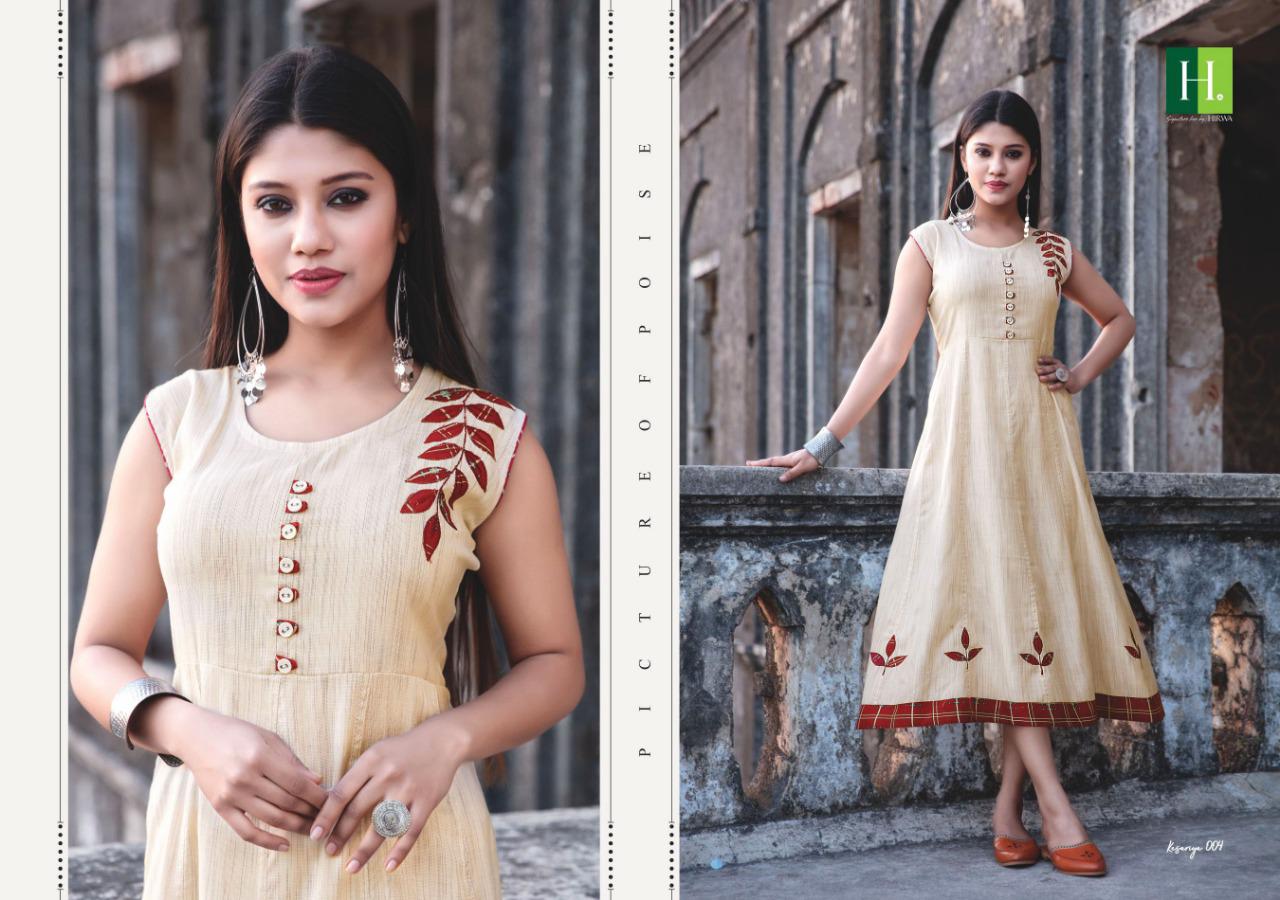 Hirwa Kesariya 3 Latest Designer Stylish heavy Rayon Embroidery Work Kurti Collection 