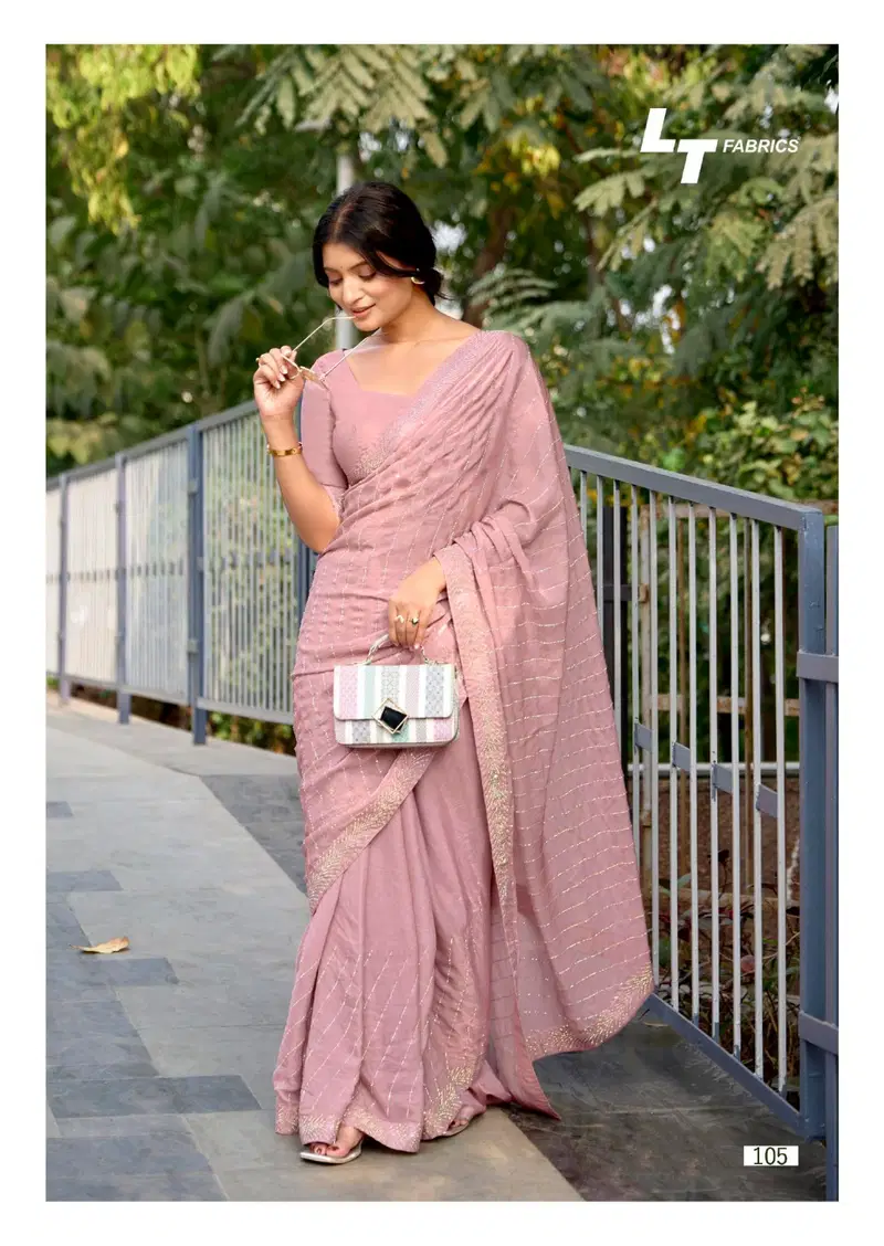 Primark Vol 1 By LT Nc Malai Silk With Swarovksi Work Party Wear Sarees Orders In India