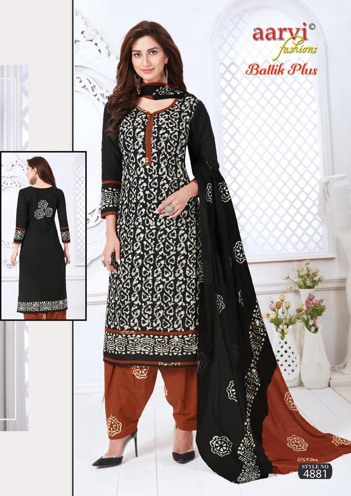Aarvi Batik Plus Vol 1 Latest Regular Wear Printed Cotton Dress Material With Mal Mal Dupatta 