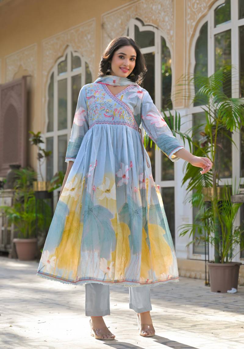 Tanyaa P 173 Mal Cotton Printed Anarkali Style Kurti Sets Bulk Orders In India