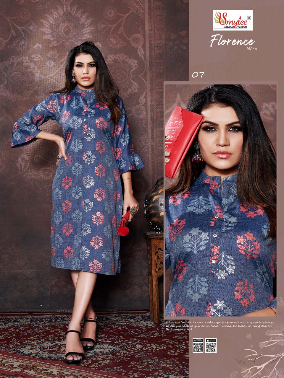 Smylee Florence 3 Latest Fancy Designer Regular Wear Rayon Printed Designer Kurtis Collection
