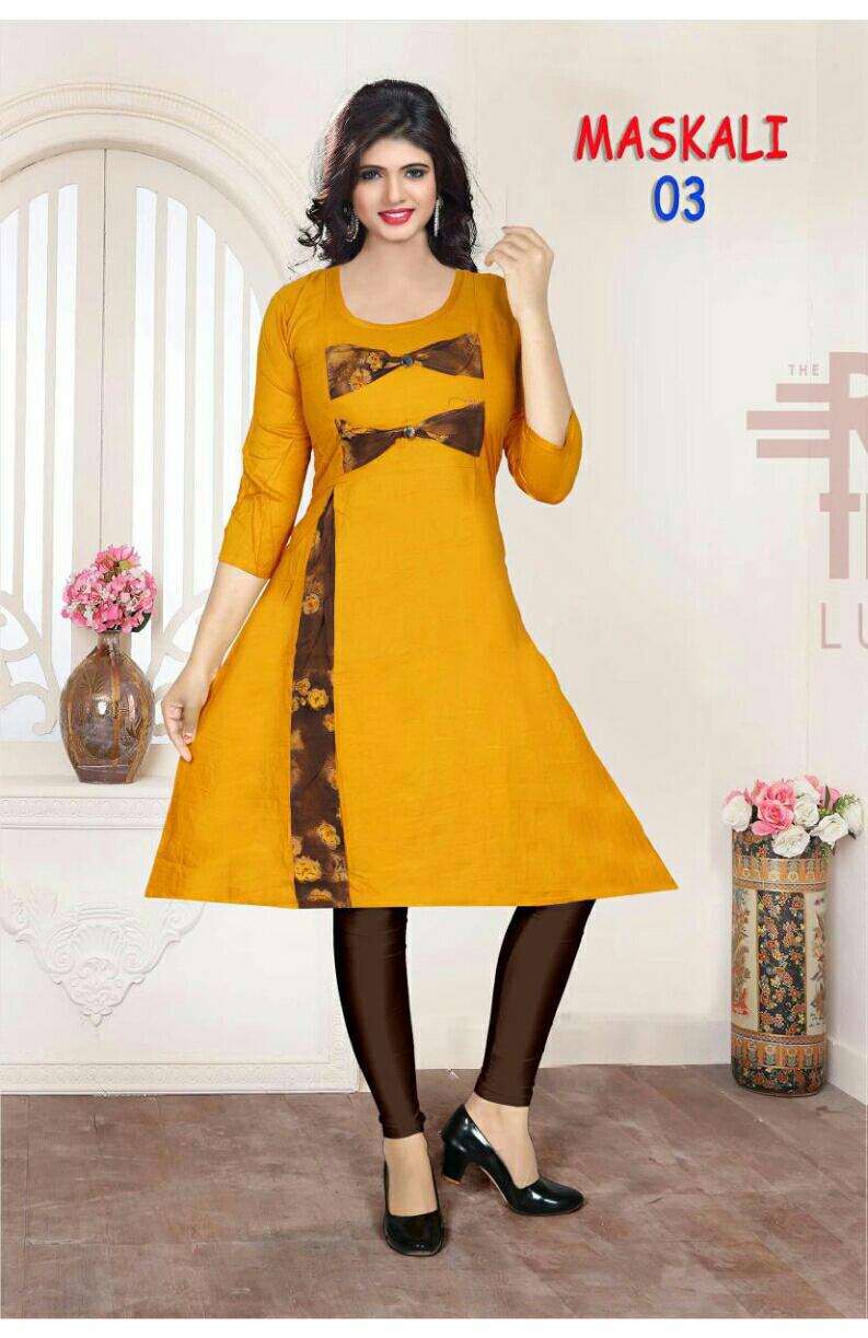 trendy maskali latest designer pure soft rayon regular casual wear kurtis collection