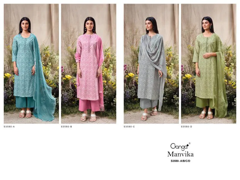 Manvika By Ganga Cotton Printed Embroidered Salwar Suit Wholesale Online