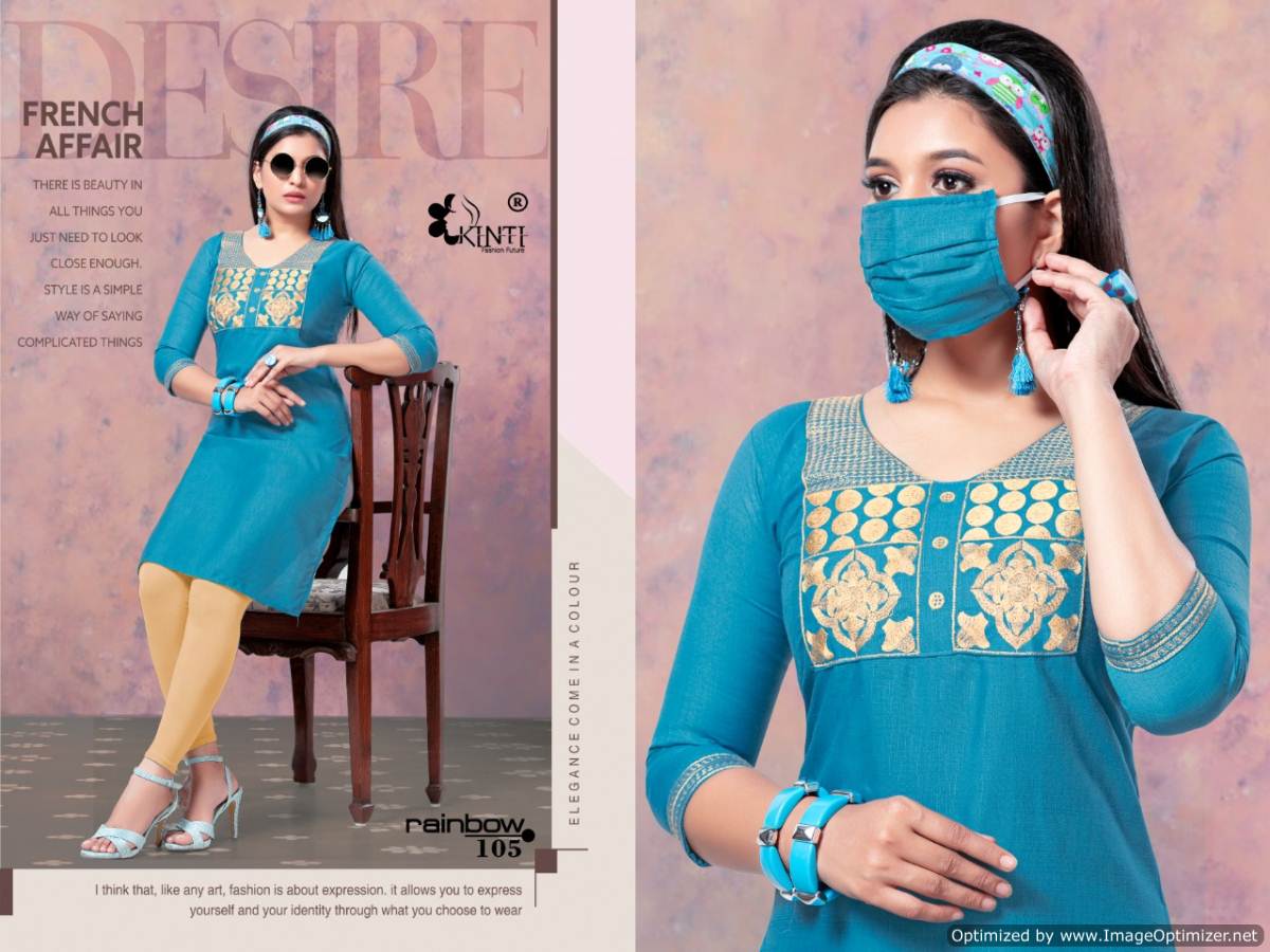 Kinti Rainbow Latest Exclusive Collection Of Designer Short Kurtis With Embroidery Work 