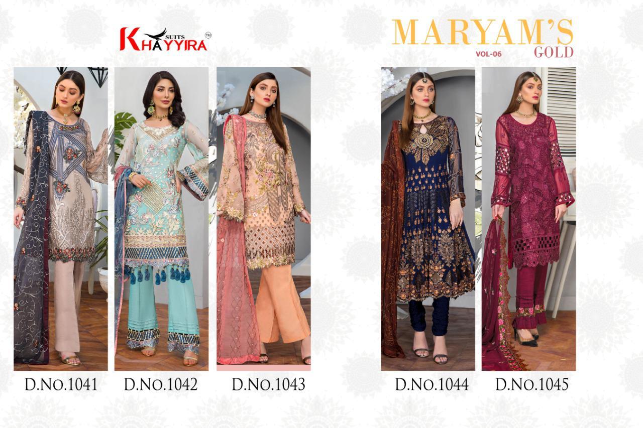 Khaariya Maryams Gold Vol -06 Heavy Embroidered Georgette Pakistani Dress Collection