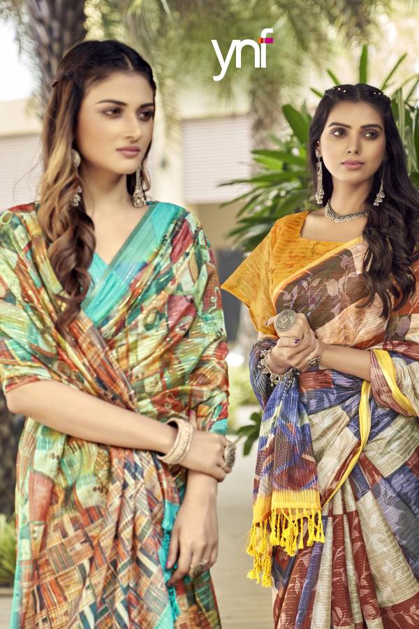 Ynf Vrajana Silk New Party Wear Organza Designer Printed Lining Saree Collection