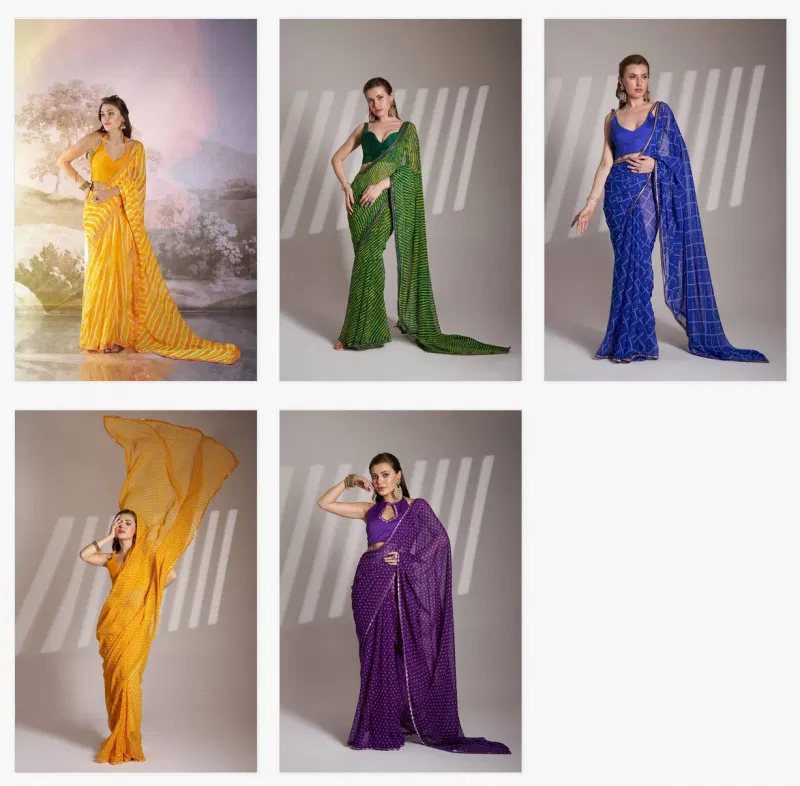 Ziva 42 Beautiful Bandhani Printed Georgette Saree Wholesalers In Delhi