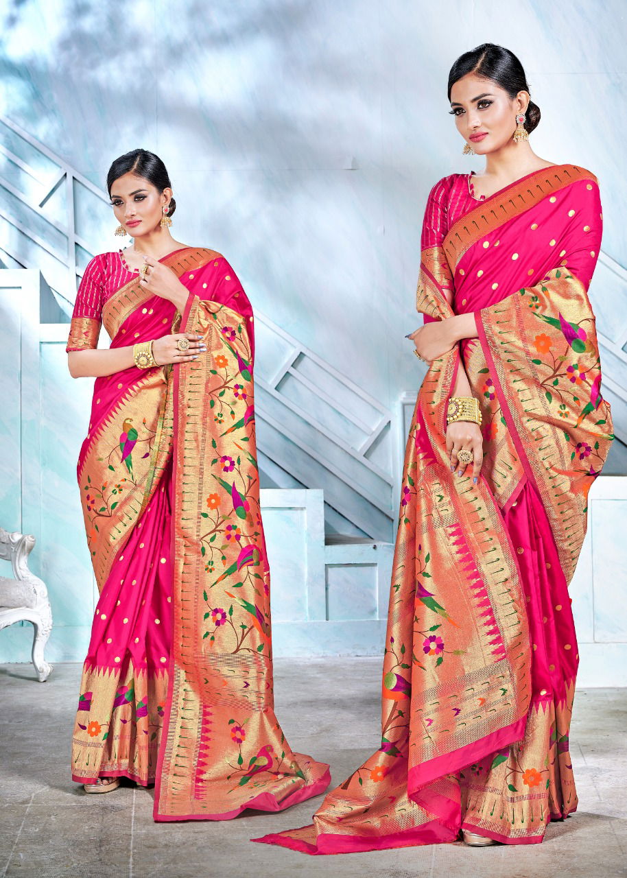 Rajyog Aarush Silk Latest Fancy Designer Festive Wear Paithani Weaving With Half Half Concept Saree Collection
