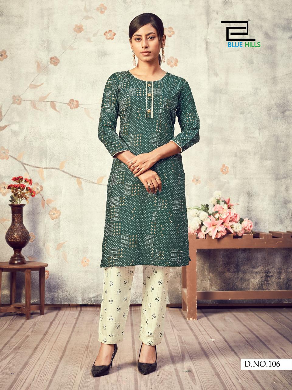 Blue Hills Jasmine 1 Latest Fancy Casual Wear Designers Rayon Printed Kurtis With Bottom Collection
