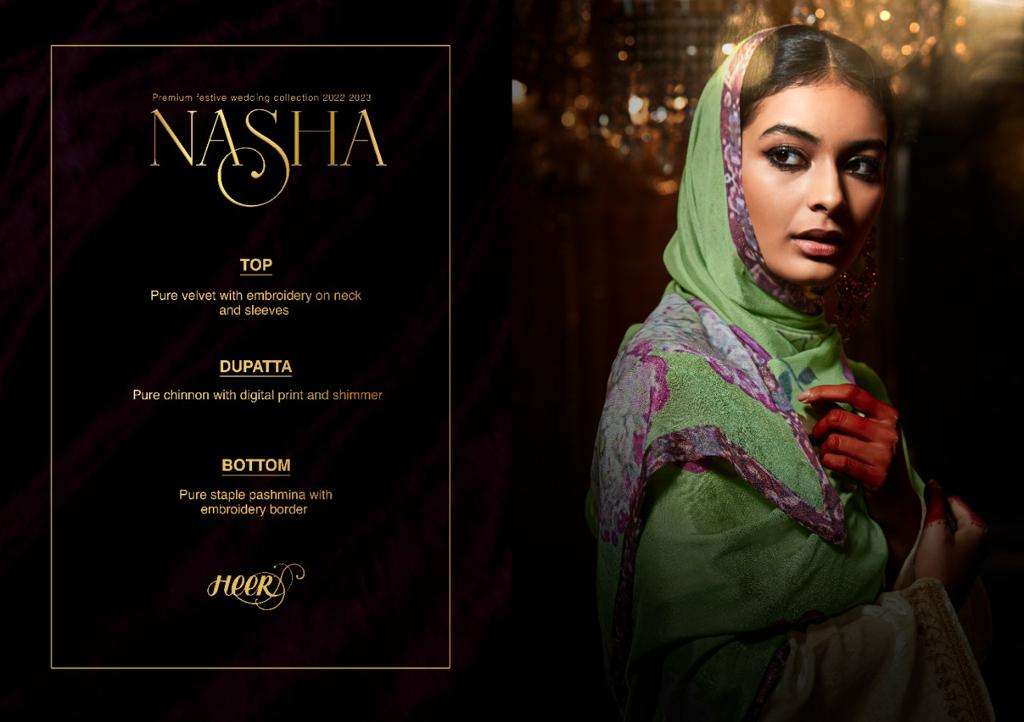 Nasha By Kimora Heer Velvet Pashmina Dress Material Suppliers In India