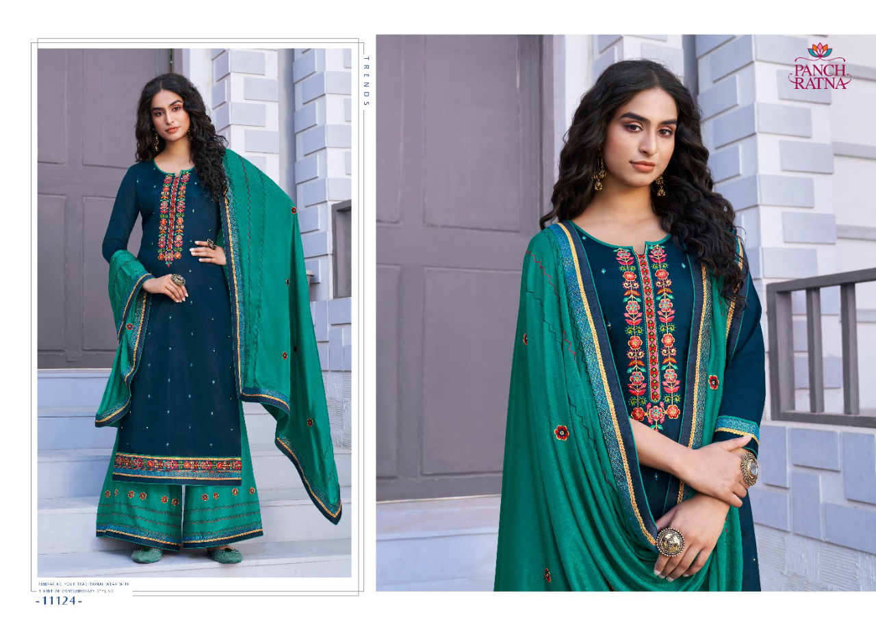 KESSI(PANCH RATNA) SUN CITY Fancy Heavy Festive Wear Jam Silk Top And Chinon Dupatta Embroidered Salwar Suit Collection