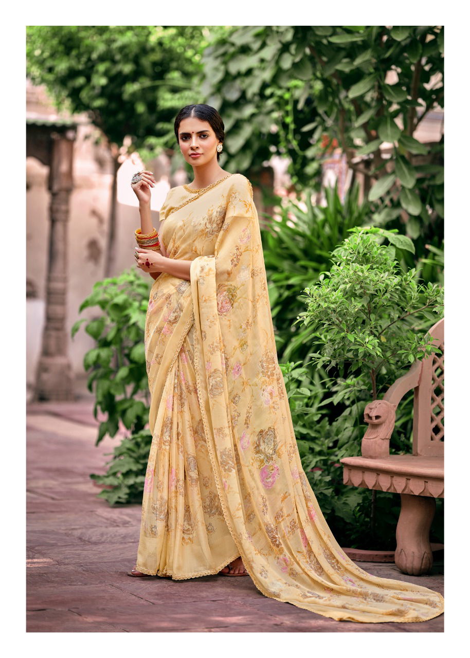 Kashvi Olivia Silk Chiffon Printed With Fancy Ethnic Wear Saree Collection
