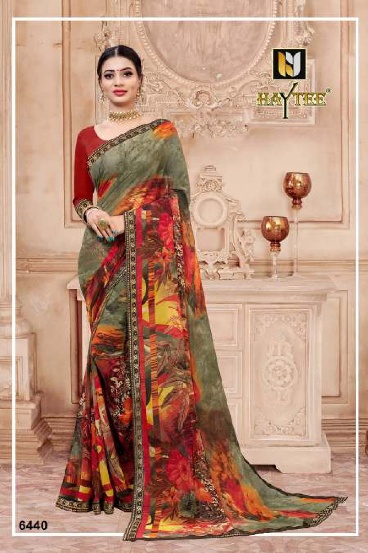 Haytee Seosons Designer Daily Wear Weightless georgette Printed Sarees Collection
