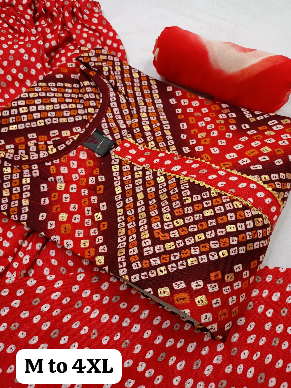 Virat Bandhani Printed Kurti With Bottom Dupatta Catalog