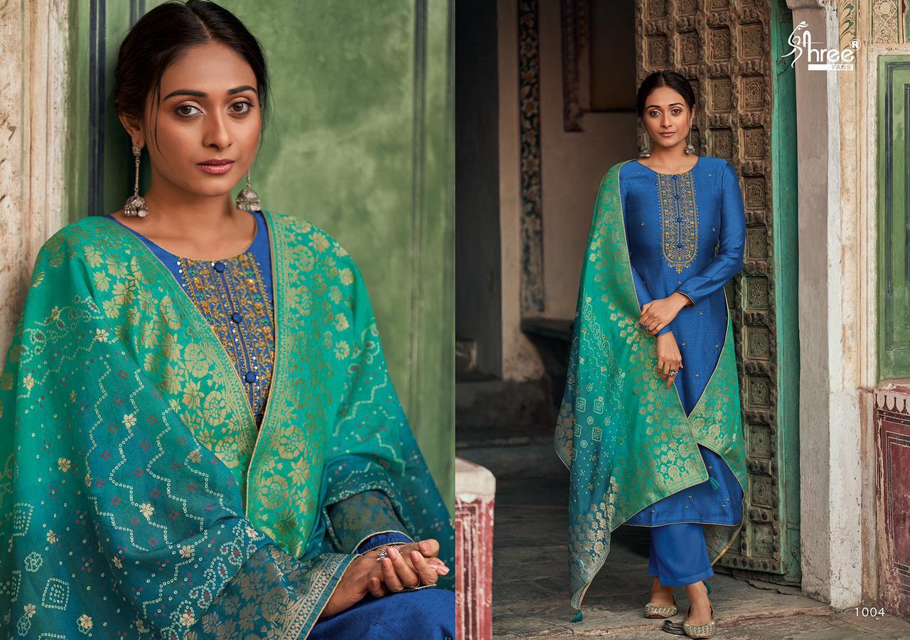 Shree Diyah 2 Designer Casual Wear Silk Buti With Embroidery Work Top With Jacquard Dupatta Dress Material Collection