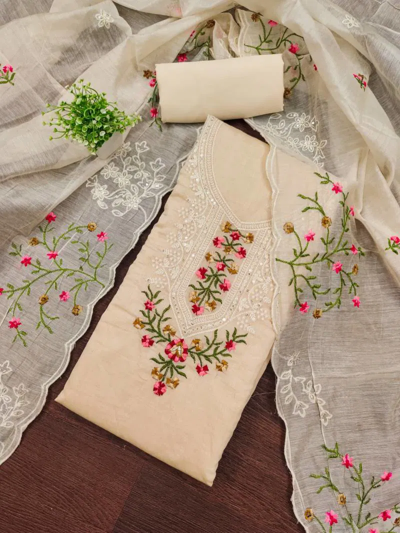 Color Set 9061 Chanderi Cotton Fancy Dress Material Exporters In India