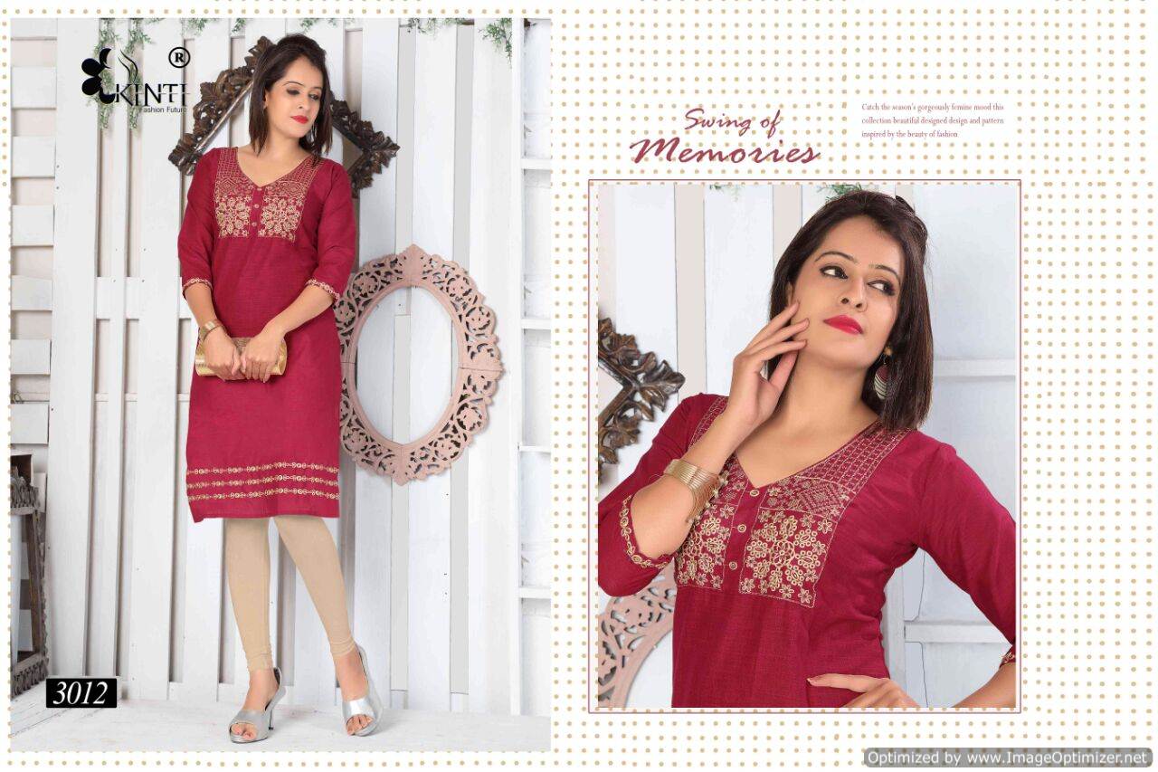 Kinti Morni Exclusive Cotton Slub With Embroidery Work Designer casual Wear Kurti Collection