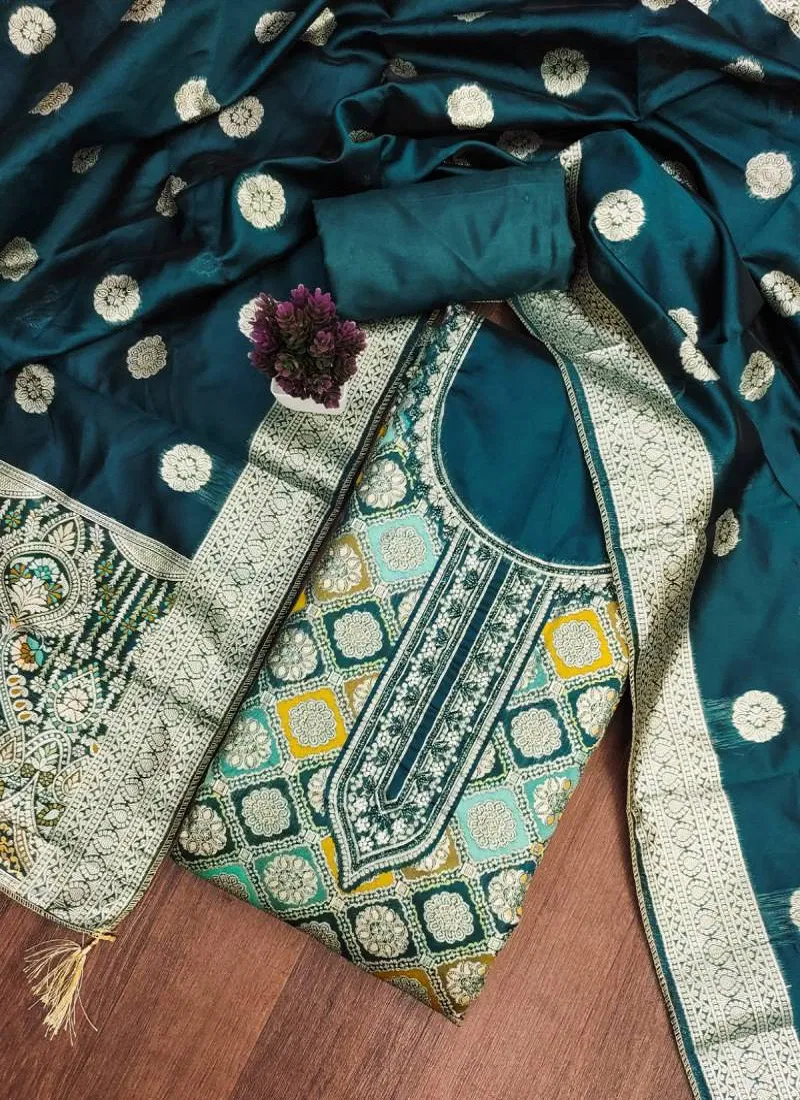Color Set 9085 Beautiful Jacquard Dress Material Exporters In India