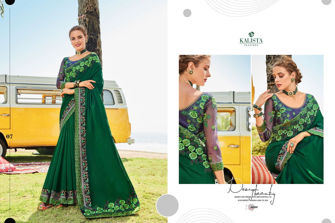 Kalista Glorious 8 Latest Fancy Designer Wedding Wear Vichitra Silk Heavy Embroidered Saree Collection
