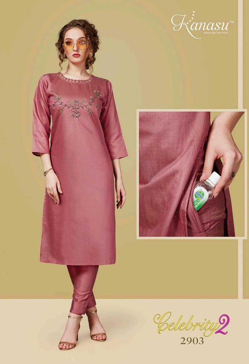 Kanasu Celebrity 2 Ethnic Wear Silk Designer Kurti With Bottom Collection