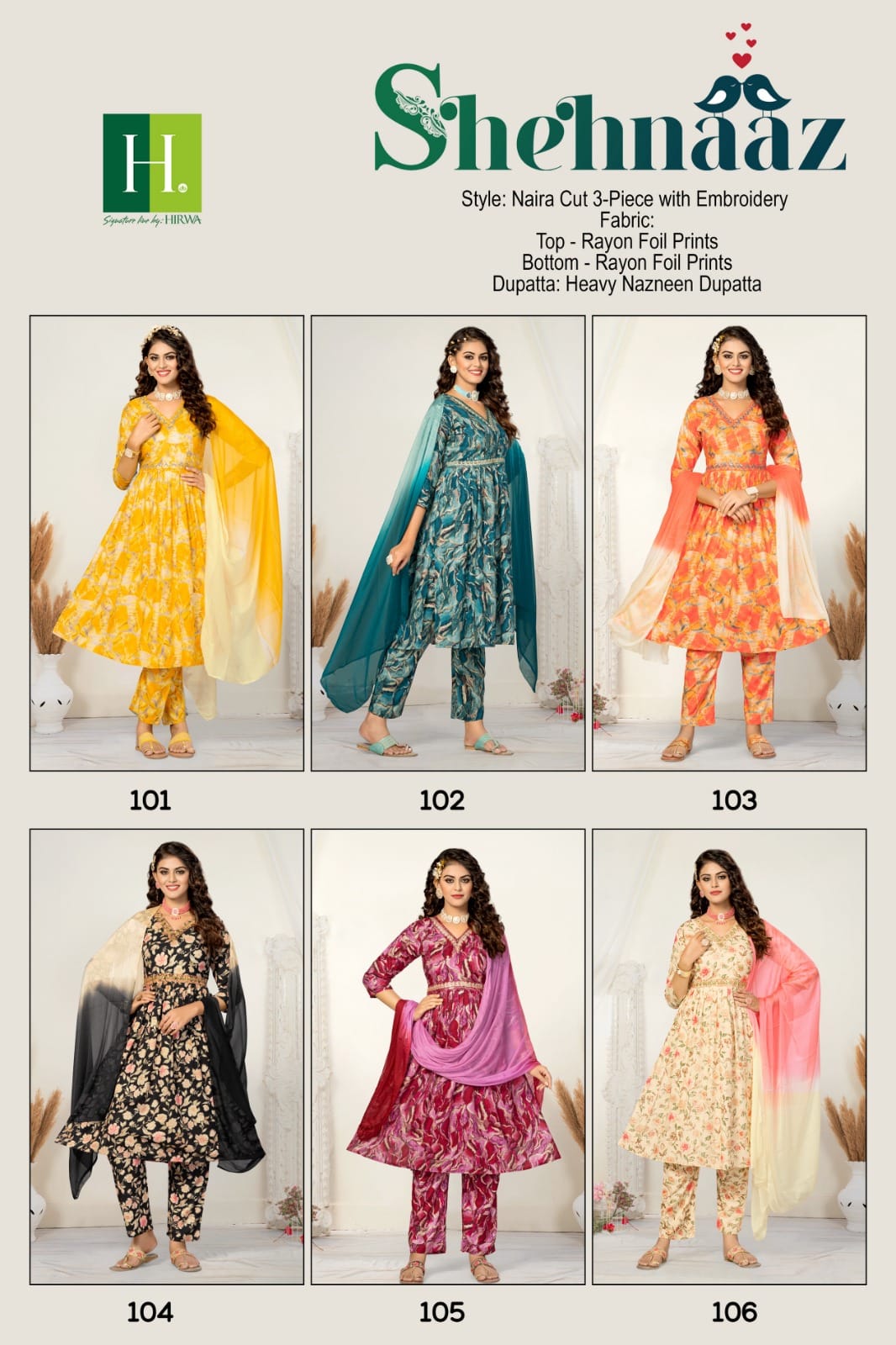 Shehnaaz By Hirwa Kurti With Bottom Dupatta Catalog