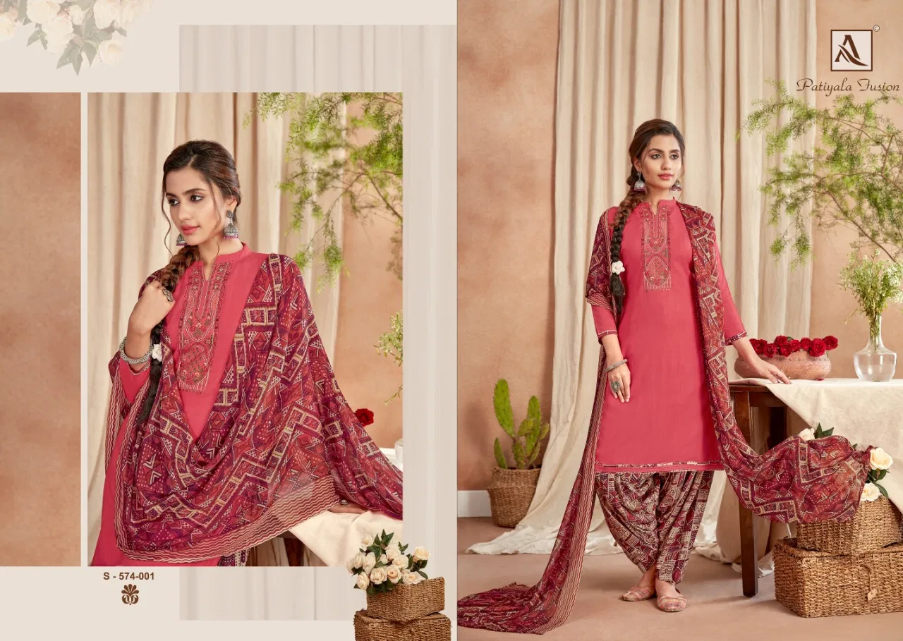 Alok Latest Fancy Designer Patiala Latest Casual Wear Rayon Punjabi Style Dress Material Collection
