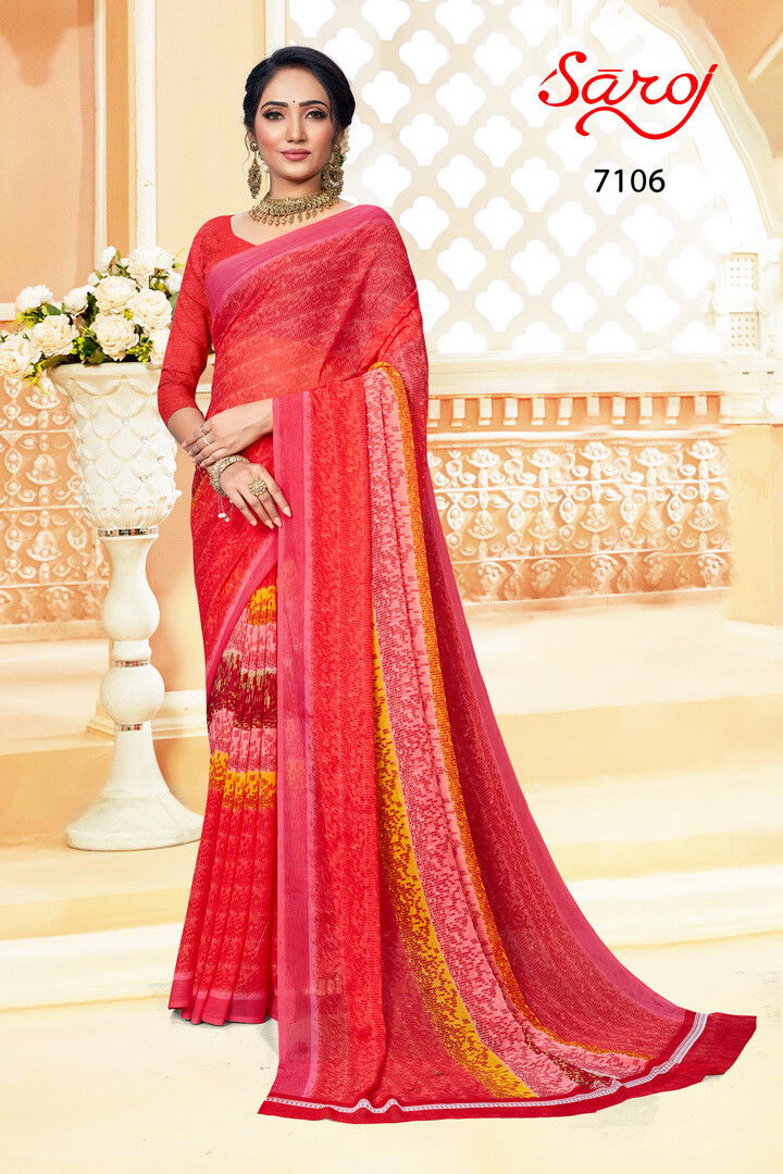 Saroj Spring Georgette 2 Fancy Regular Wear Georgette Saree Collection