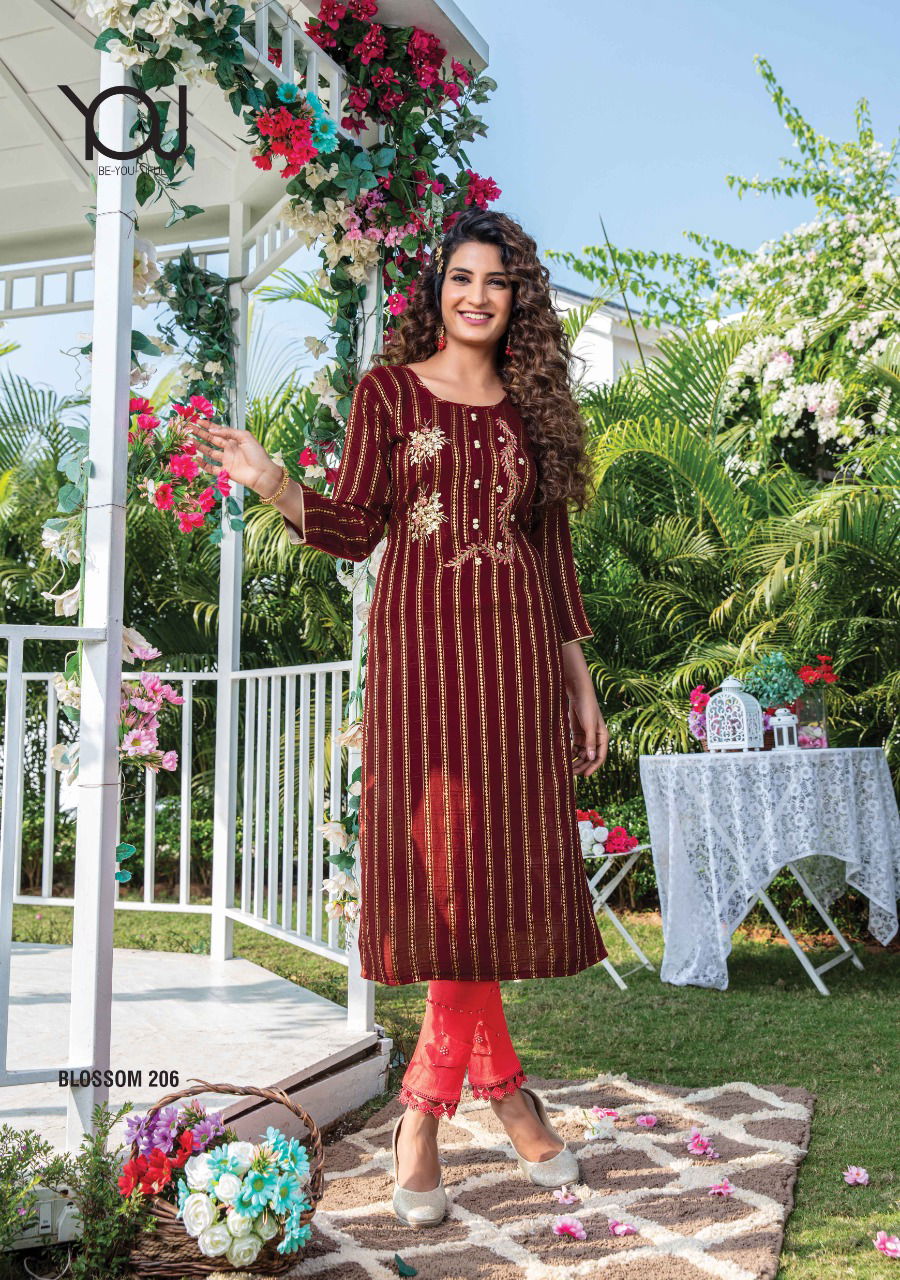 Wanna Blossom 2 Fancy Exclusive Ethnic Wear Rayon Kurti With Bottom Collection