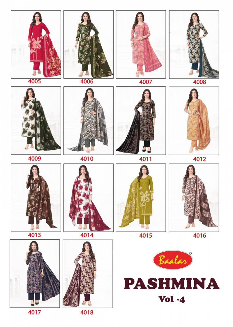 Pashmina Vol 4 By Baalar Lawn Cotton Printed Dress Material Exporters In India
