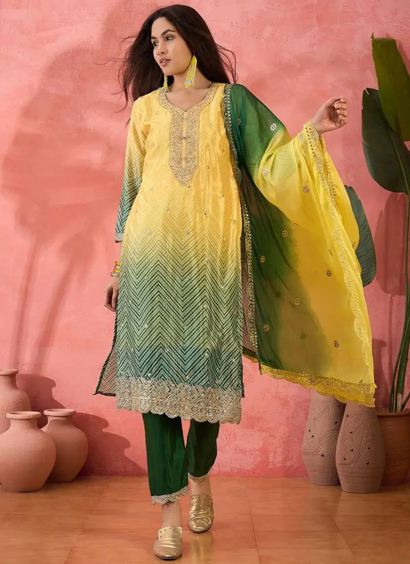 Color Set 8504 Chinon Silk Stylish Kurti Bottom With Dupatta Suppliers In India