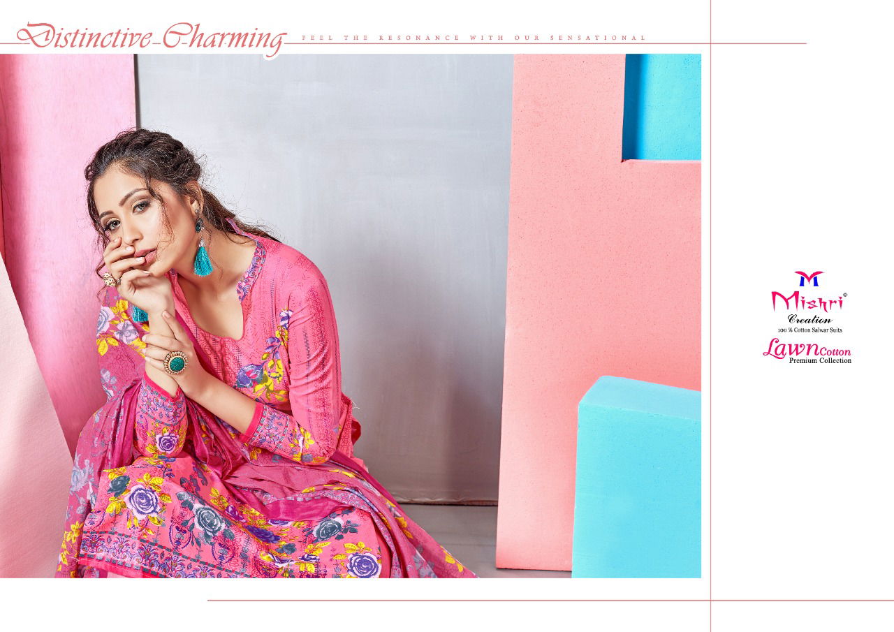 Mishri Lawn Cotton Latest Designer Casual Wear Pure Lawn Cotton Dress Material Collection 