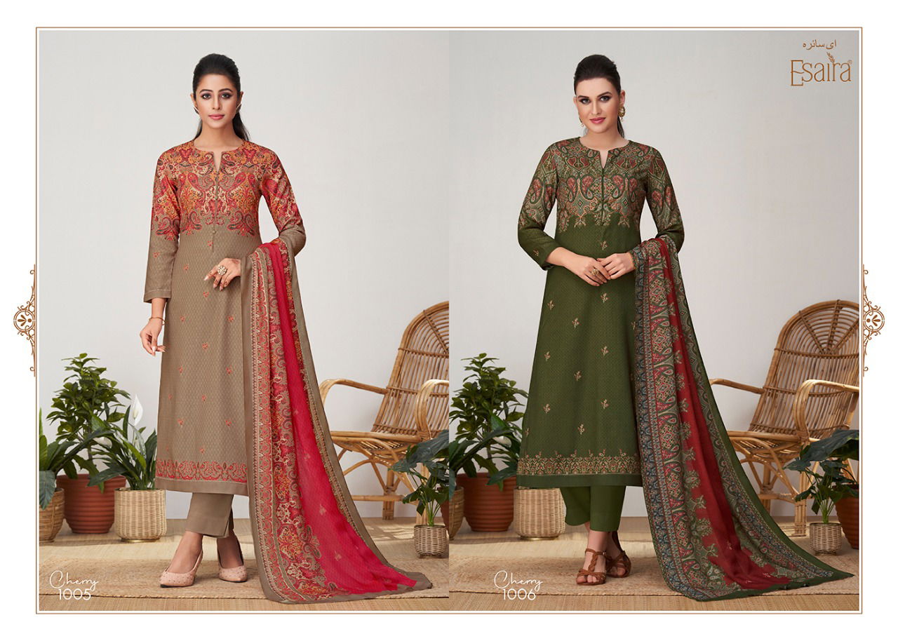 Cherry Esta Esaira Printed Pashmina Dress Material Catalog