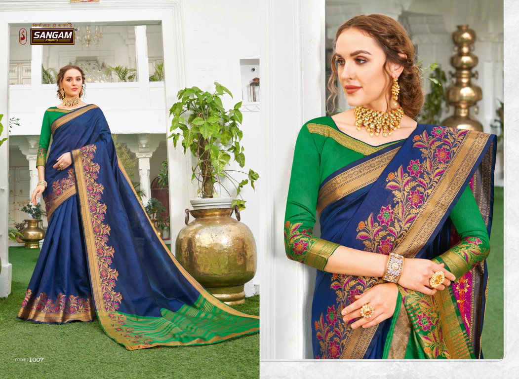 Sangam Udaan Latest Designer Rich Look Handloom Festive Wear Silk Sarees Collection