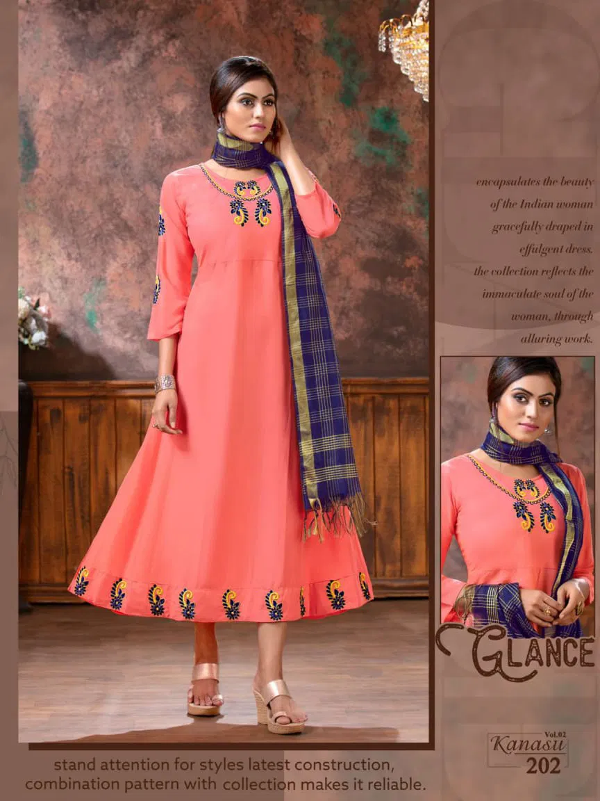 Kanasu Vol 2 Latest Designer Party Wear Anarkali Style Kurti With Dupatta 
