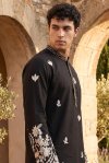 Black Outluk Wedding Vol 55 Lachaka Silk Mens Kurta With Pajama 5504