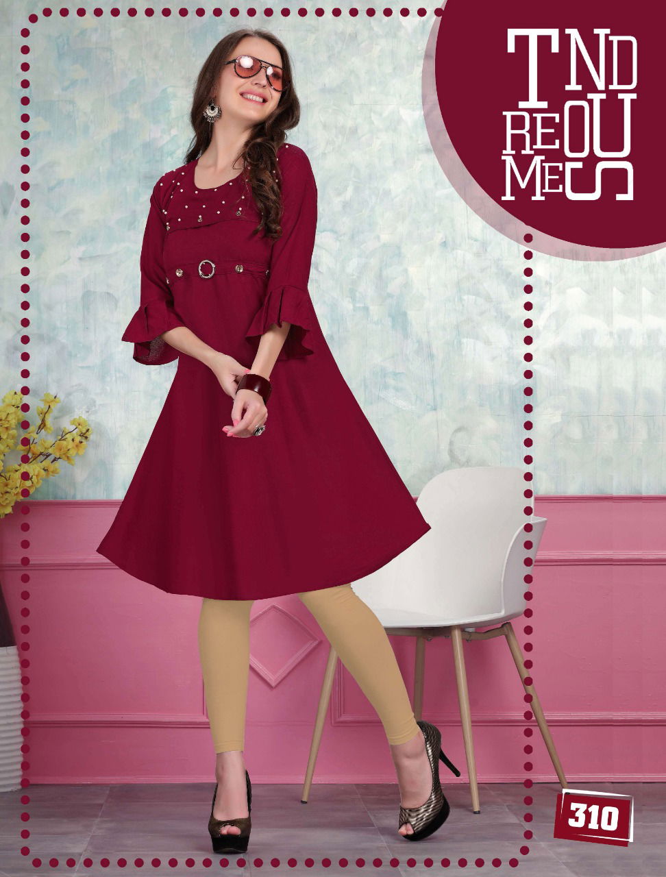 Natasha Latest Fancy Casual Wear Rayon Wear Moti Work Anarkali Kurtis Collection