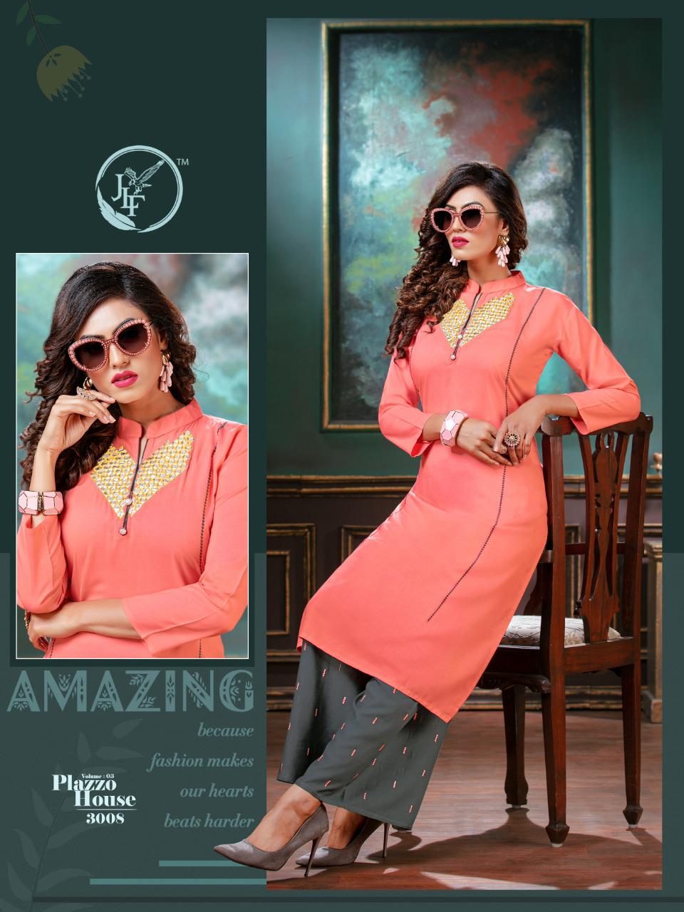 JLF Plazzo House Vol 3 Designer Collection Of Kurti With Plazzo 