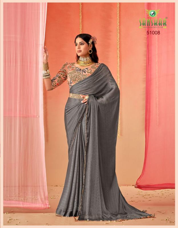 Sanskar Spring Sartin Chiffon Digital Printed Saree Wholesalers In Delhi