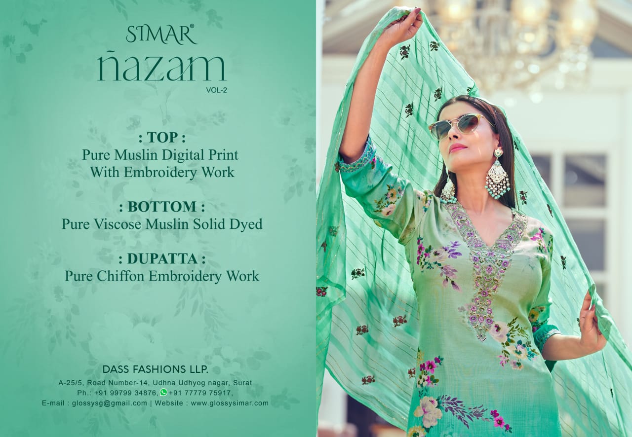 Nazam Vol 2 By Glossy Muslin Digital Printed Dress Material Orders In India