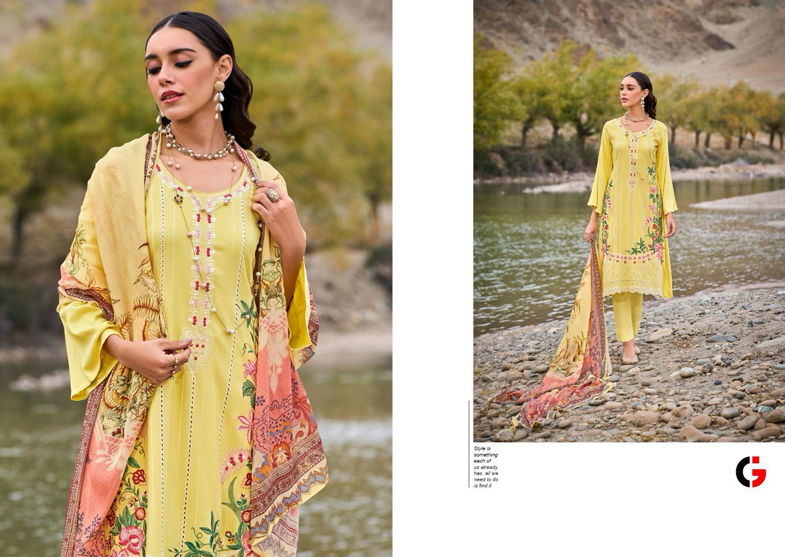 Mehtaab By Gull Jee Viscose Pashmina Kurti Bottom With Dupatta Dress Material Catalog