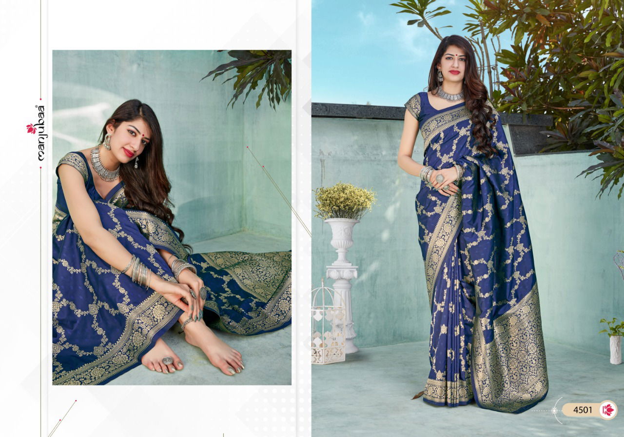 Manjubaa Maahi Latest fancy Heavy Silk Festive Wear Soft silk weaving Sarees Collection